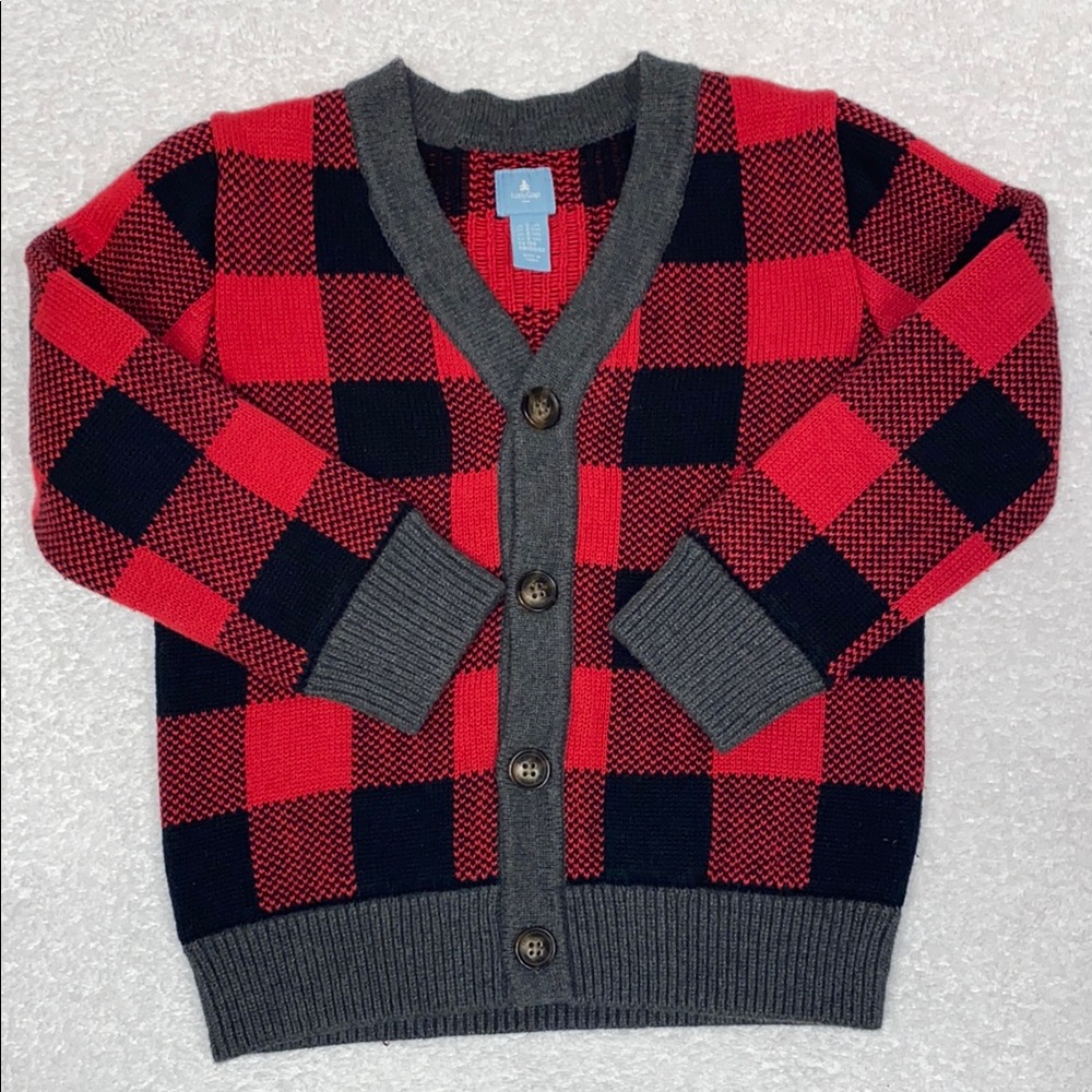 Gap black red buffalo check grampa sweater size 3